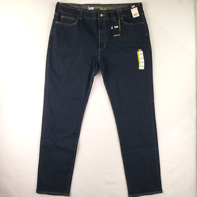 LEE Mens Jeans Size 42x34 Blue Denim Pants Straight Fit Taper Extreme Motion NWT