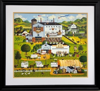 Charles Wysocki ''Sunnyside Up'' FRAMED Hand Signed & # Art Eggs Chicken New