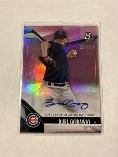 2021 Bowman Platinum BURL CARRAWAY Chicago Cubs Auto Autograph PINK FOIL 26/199 - Picture 6 of 14