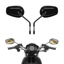 Black Rear View Side Mirrors Fit For Harley Road King Touring XL 883 SPORTSTER