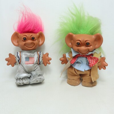 Uneeda Troll Puppen Cowboy & Space Boy | Vintage | 12 cm groß | Portofrei UK 