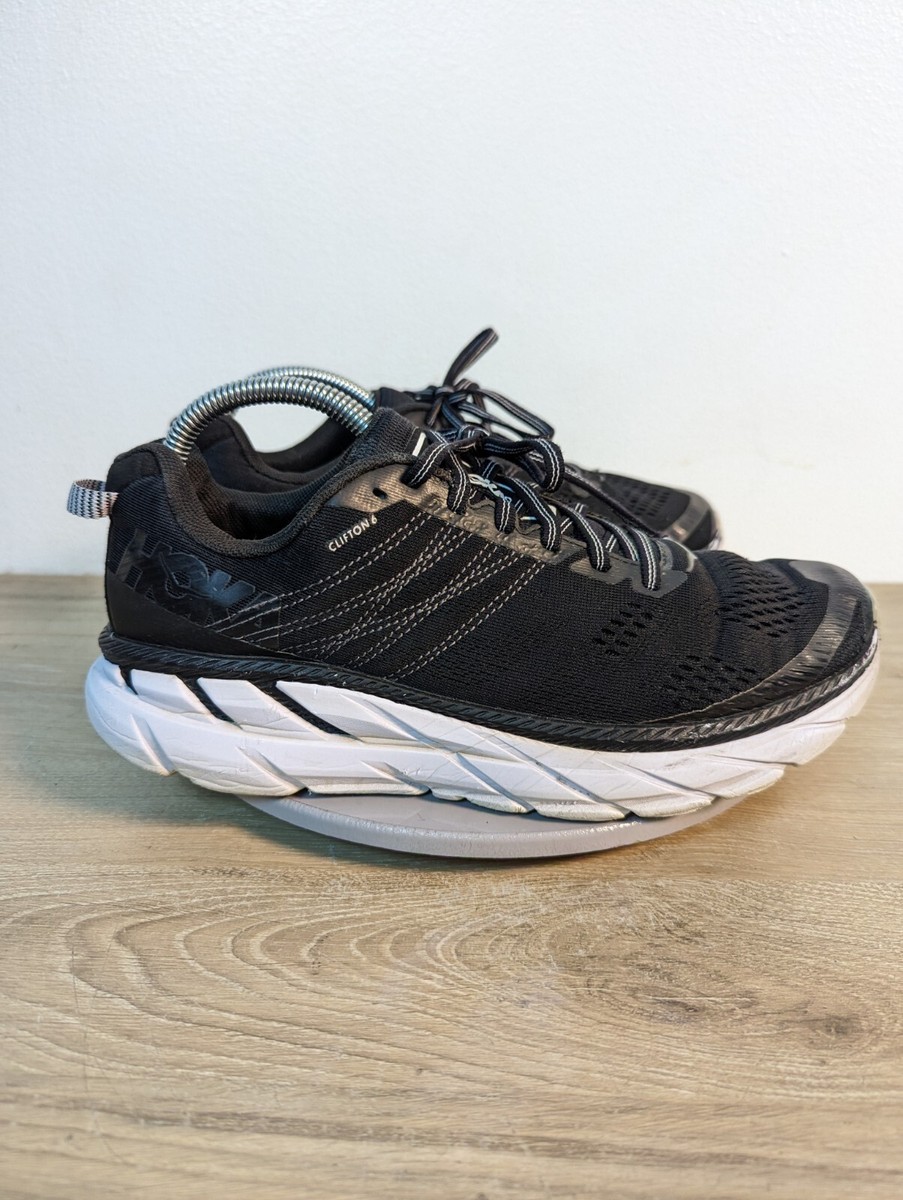 Hoka One One Clifton 6 Size 9 Black White Trim Running Shoes 