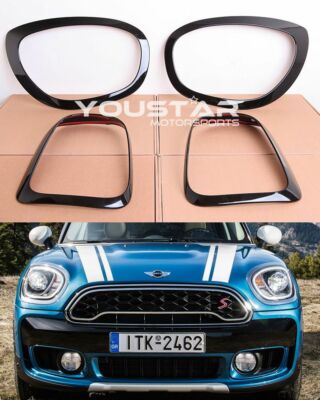 4 X GLÄNZENDE schwarze Scheinwerfer- & Rücklichtblenden für Mini Countryman F60