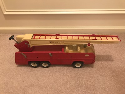 VINTAGE TONKA FIRE TRUCK ORIGINAL PRESSED STEEL Convertible Ladder  CrankVintage