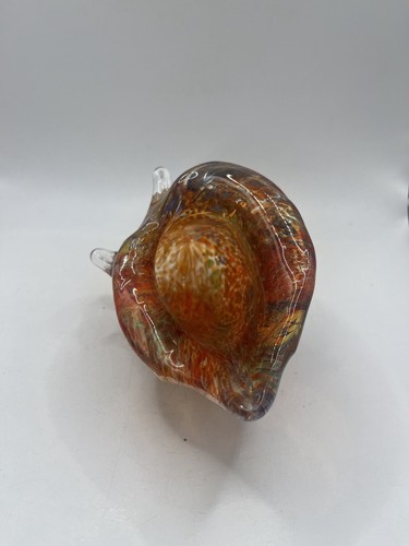 Vintage Art Glass Hand Blown Large Conch Shell Orange And Gold Tones Seashell - Picture 2 of 9