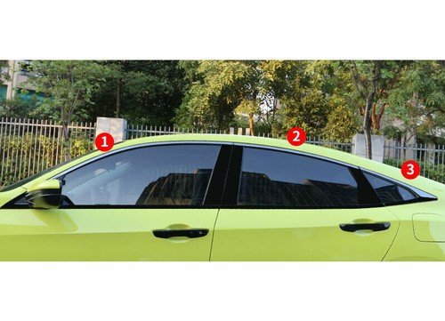 6*For Honda Civic Sedan 2016-20 Black Steel Window Upper Strip Sill Molding Trim - Picture 2 of 6