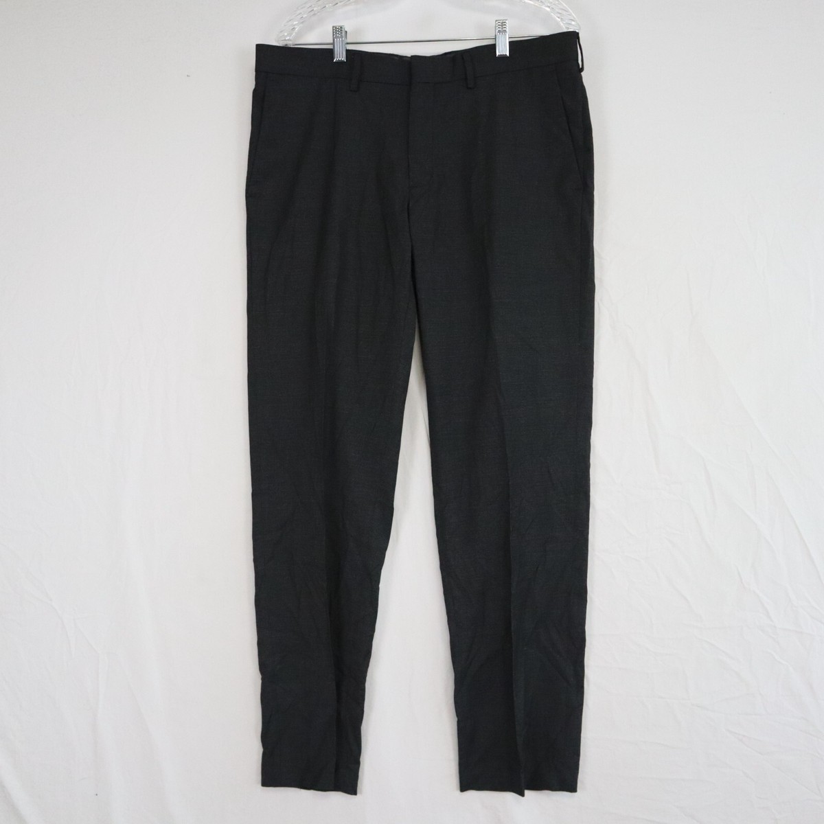 JM Haggar Pants Mens 34x30 Slim Fit Dress Slacks Suit Formal Flat Front  Black | eBay