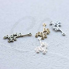 Solid Brass Leaf Branch Charm - Love - Heart 20x10mm 4670C 