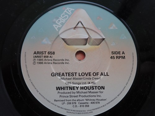 WHITNEY HOUSTON - GREATEST LOVE OF ALL 7" SINGLE 45 RPM UK PRESS 1987 - Picture 2 of 6