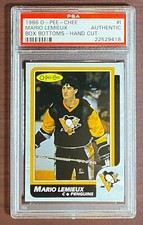 1986-7 OPC hockey Mario Lemieux #I PSA Authentic box bottom