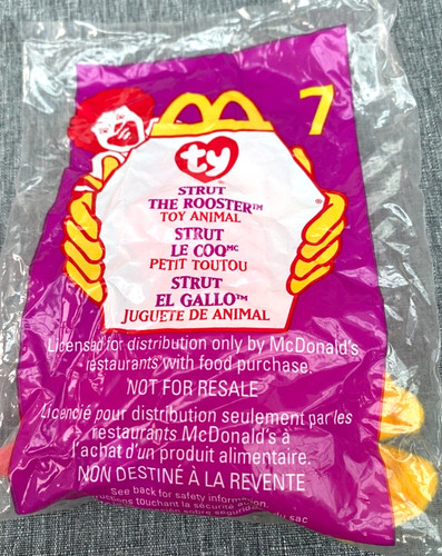 Mcdonalds Happy Meal Toys - Strut the Rooster Teenie Beanie Babies 1999 - MIP