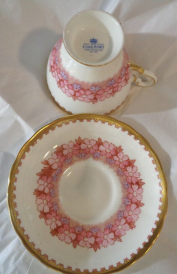 Vintage Coalport Pink & White Pansies Coffee TeaCup Saucer Set