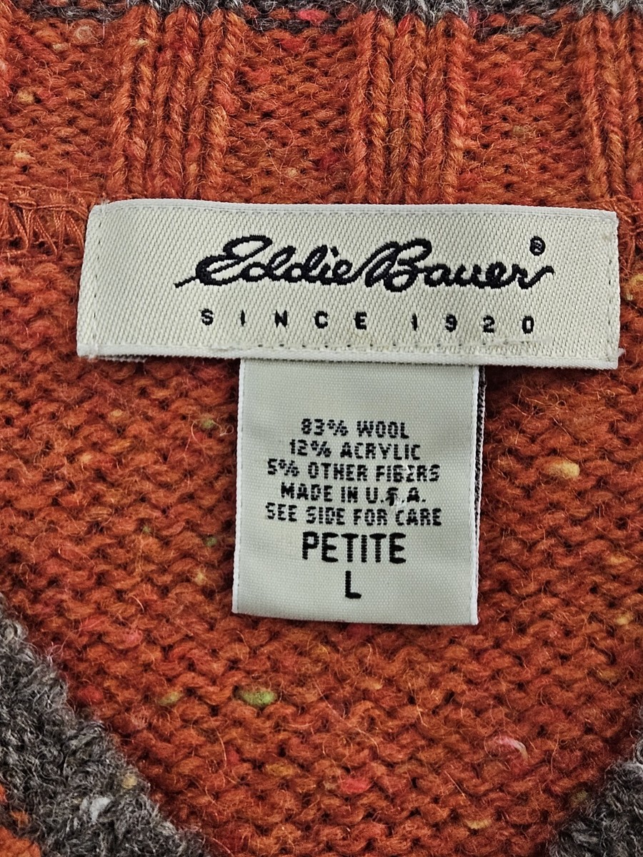 Eddie Bauer Sweater Women Large Petite WOOL Blend Burnt Orange