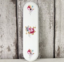 Vintage Porcelain Finger Door Push Plates Ceramic Floral Pretty - Unused
