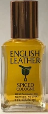 2 Bottles English Leather Spiced by  MEM  Cologne  1 fl oz Vintage.Glass Splash