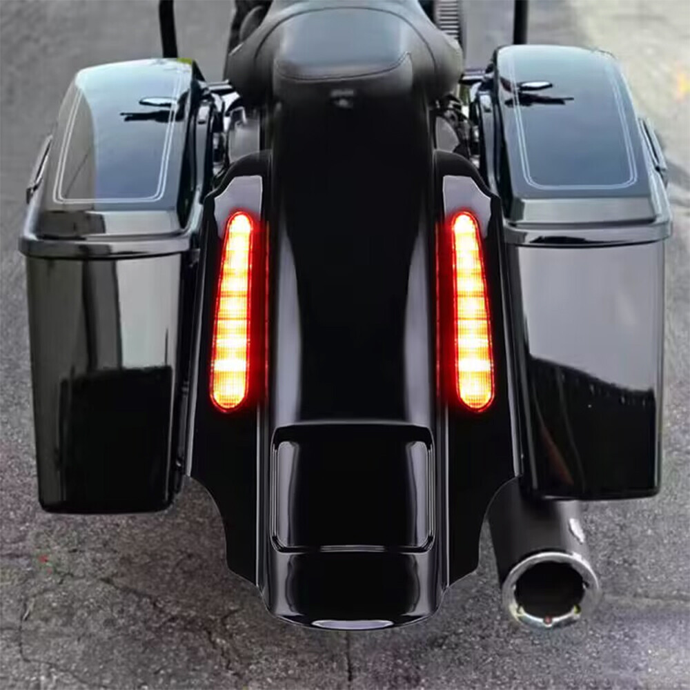 CVO Dual Cut Out Stretched Extended Rear Fender w LED For Harley