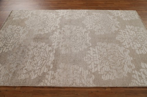 Transitional Floral Art and Craft 5x8 ft. Light Beige Indian Area Rug Wool - Picture 9 of 12