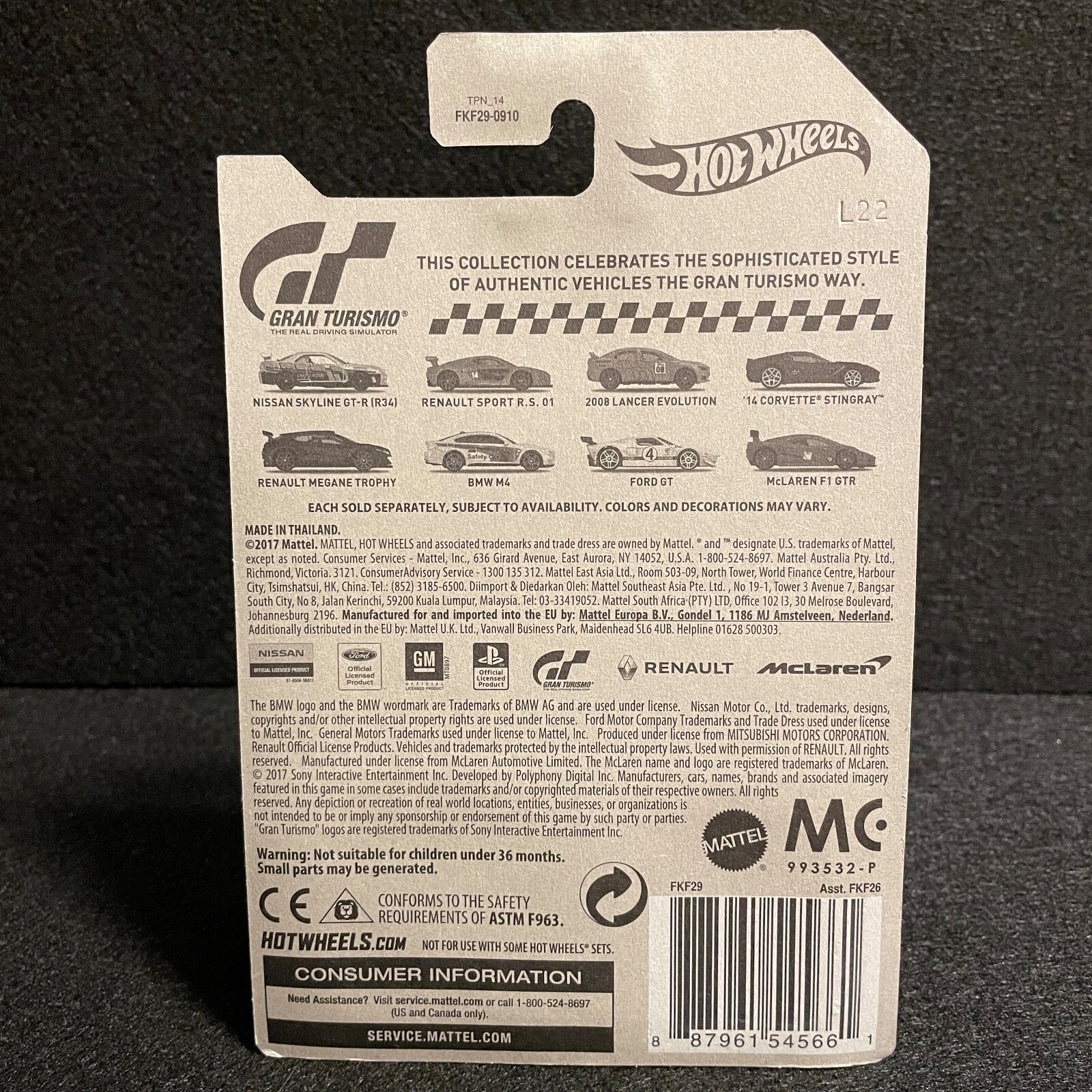 Hot Wheels Gran Turismo 2018 Complete Set of 8 including Skyline, Lancer Evo, F1