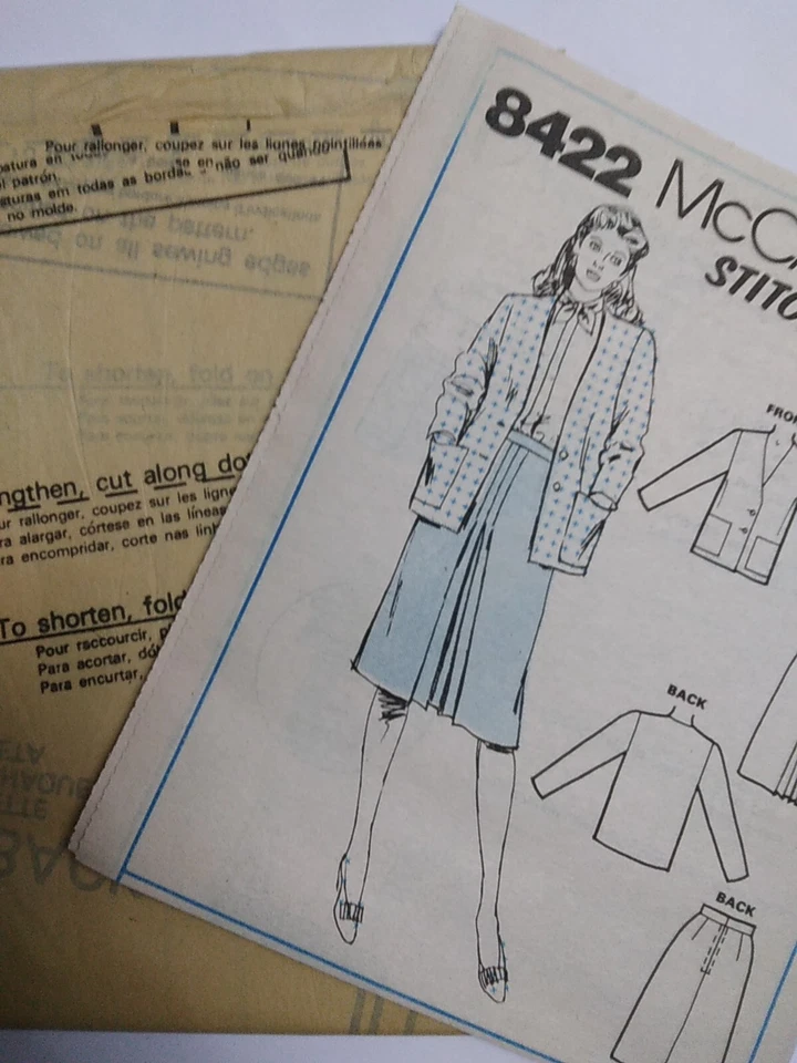 Blazer Jacket Skirt A 8 10 12 Stitch N Save McCalls 8422 Sewing Pattern Career - Image 4 of 4