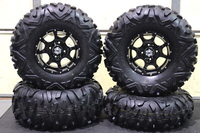RHINO 450 27'' BIGHORN RADIAL ATV TIRE COBRA BLK WHEEL KIT IRS1CA M917 M918