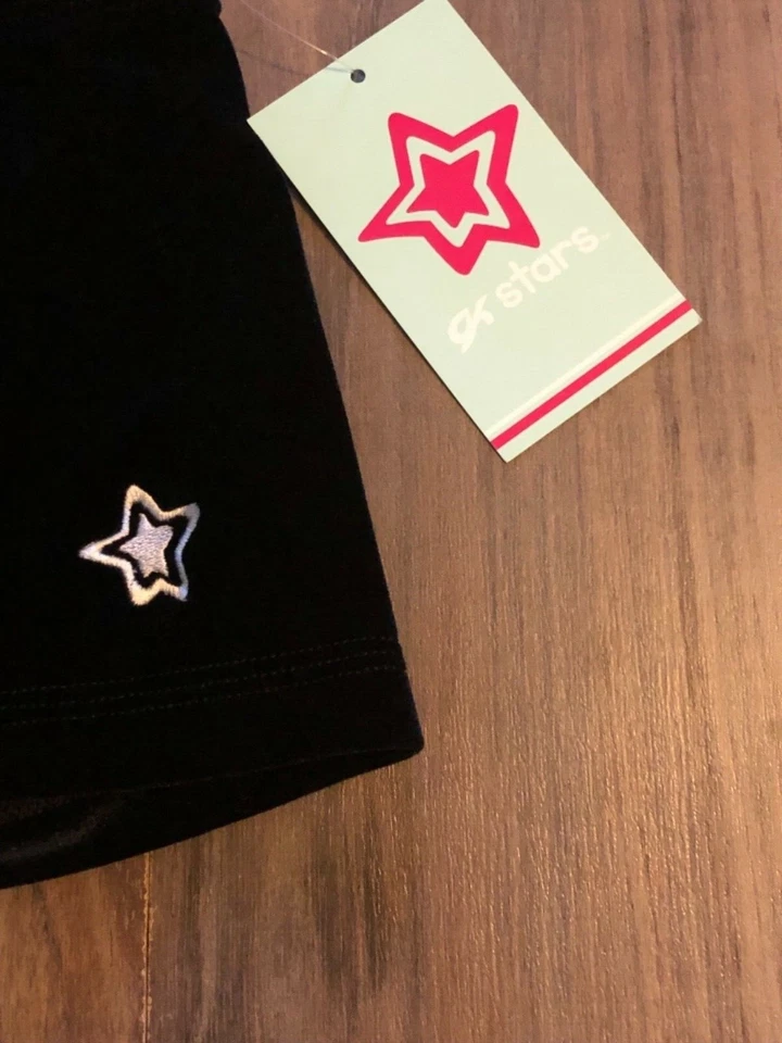 Shorts barra collant de ginástica preto GK Elite Stars novo com etiquetas nylon elastano criança adulto - Imagem 4 de 4