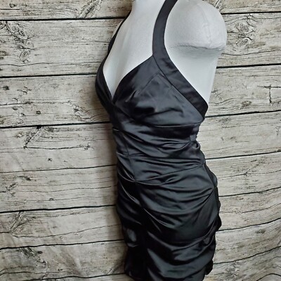 BCBGMAXAZRIA Black Ruched Halter Dress Size 02 | eBay