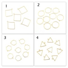 Handmade Mix Shape Yellow Gold Plated DIY Single Bail Charms Connectors Supplies