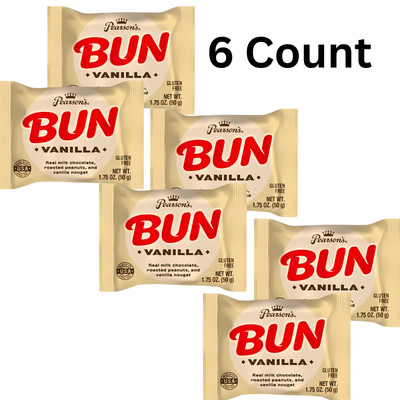 Pearson's Bun Vanilla 2 or 6 Count FREE SHIPPING Chocolate, Peanuts & Nougat