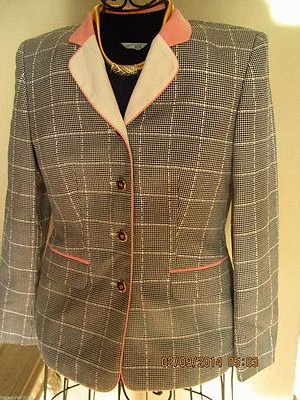 Schöner ESCADA Couture Blazer Jacket tweed KARO rosa 36/38 NP1180GOLF REIT SAKKO - Bild 1 von 4