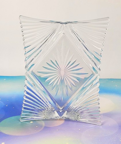 1990s Mikasa Lead Crystal Starlet Picture Frame Diamond Shaped Photo Frame 5" - Picture 2 of 11