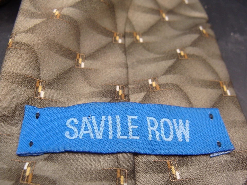 Savile Row ~Men’s 100% Silk Tie ~ Green ~ White Dots ~ Geometric ~ VGC ~ - Image 4 of 4