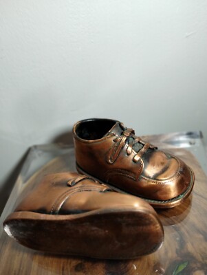 Vintage Resine Copper Tone Decorative Baby Shoes 6" | eBay