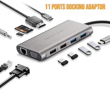 11 in 1 Multiport USB-C Type C Hub To USB 3.0 4K HDMI RJ45 SD TF Ports Adapter
