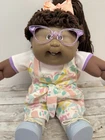 #19 AA African KT 1980s Cabbage Patch Kids Vintage Girl Doll w/ Purple Glasses