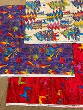 Lot Of 3 Prints Laurel Burch Holiday Celebrations cotton fabric 4.5 Yd Total
