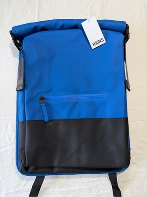 RAINS Trail Rolltop Backpack W3 in Blue and Black