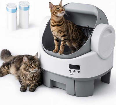 WARCAT Self-Cleaning Cat Litter Box, Open-Top Automatic Litter Box with Child Lo