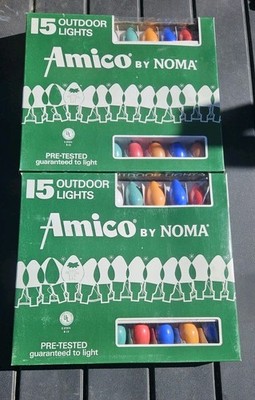 Vintage New Old Stock Amico By Noma 15 Outdoor Christmas Lights- 2 Sets  B-15