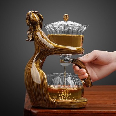 Lazy Kungfu Drip TeaPot, Tea Set, Semi-Automatic Glass Teapot Suit for Magnet...