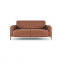 Sofa 2-Sitzer Braun Couch Zweisitzig Ledersofa Edelstahl Holz Modern