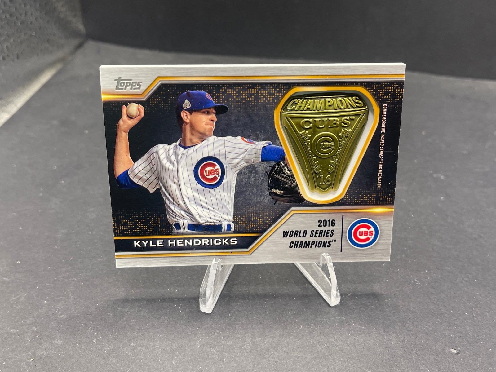 2021 KYLE HENDRICKS TOPPS SERIES 2 COMMEMORATIVE WORLD SERIES RING RELIC #WSR-KH