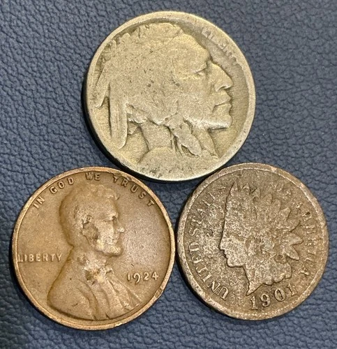U.S. Coins Lot – Vintage Cents, Indian Head Cent, Wheat Cent + Buffalo Nickel