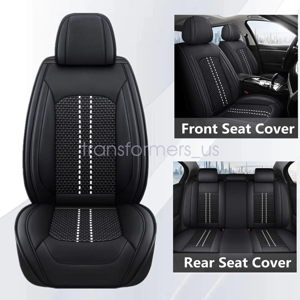 For Acura TL EL RL CL Car 5Seat Covers Front & Rear Faux Leather Protector Black - Image 3 of 4