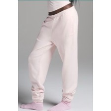 SKIMS Cotton Fleece Jogger Pink Sz L Comfy Travel Lounge Comfort