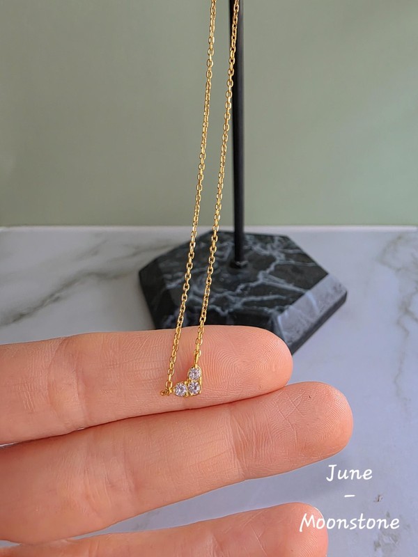 18k Birthstone Necklace For Women Gold Plated Sterling Silver Birth Stone Gift - Product main view