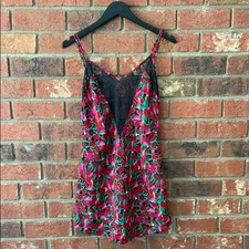 Vintage Victoria's Secret Gold Label Red Floral Lace Embellished Slip Dress