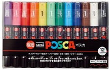 pennarello a base acqua uni Posca punta extra fine 12 colori PC-1M.12C Mitsubishi
