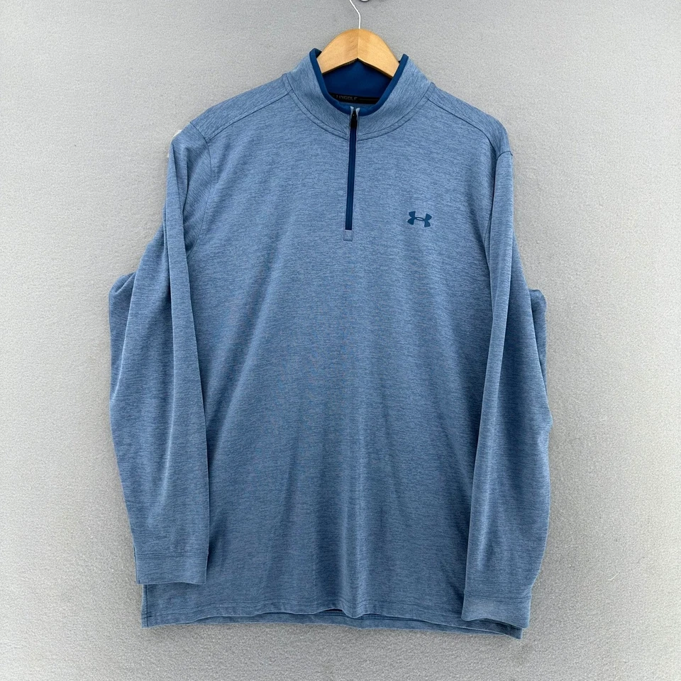 Camisa Pullover Under Armour Golf Calce Suelto Heatgear 1/4 Cremallera Azul XL Golfcore Gimnasio Foto 2 de 4