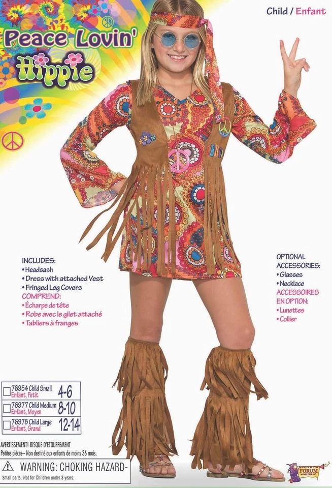 Fantasia hippie amorosa pela paz fórum feminino, grande para festas temáticas e Halloween - Imagem 2 de 3