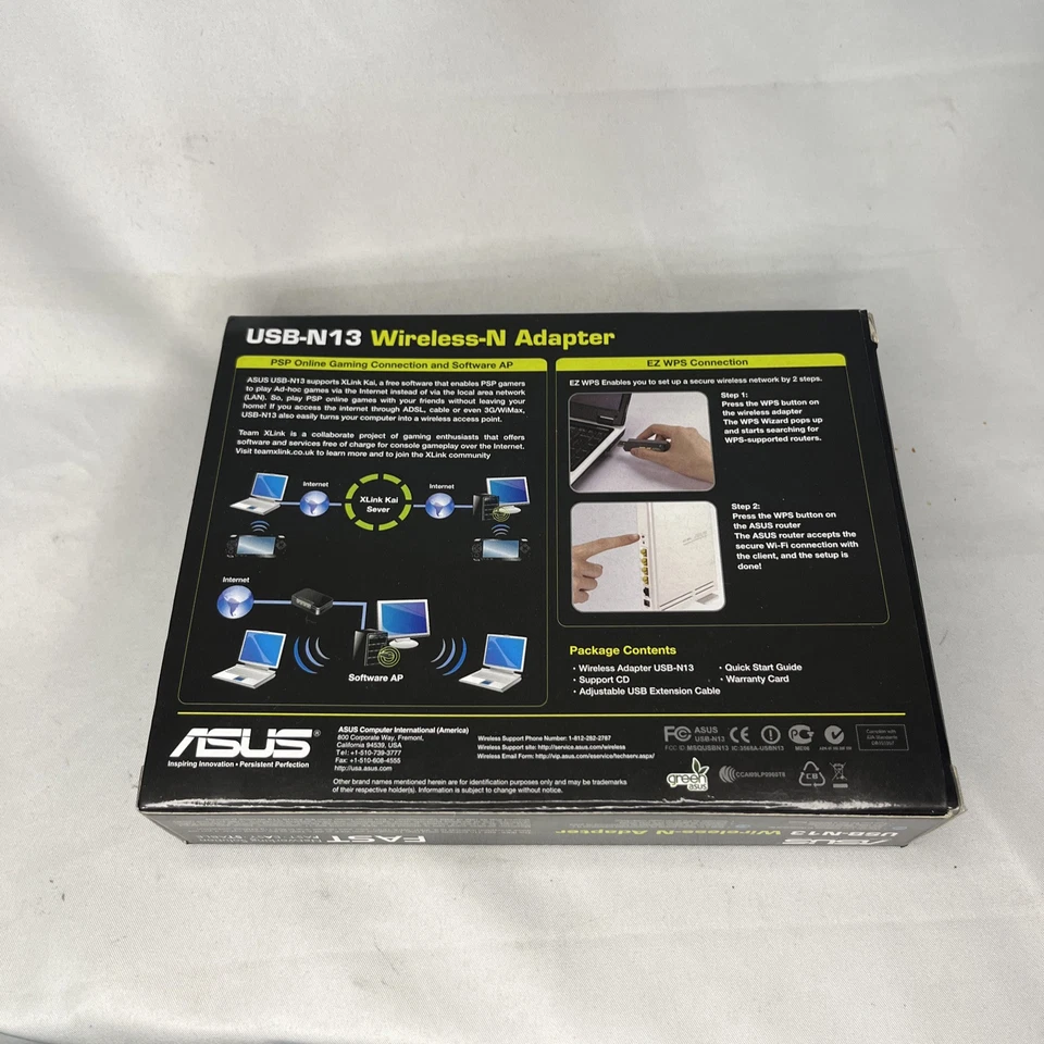 ASUS USB-N13 WIRELESS 802.11N 300MBIT ADAPTER USB 2.0, WPS BUTTON NEW - Image 3 of 4